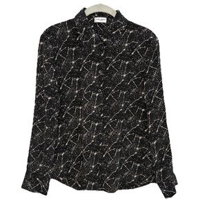 Saint Laurent Black Constellation Button Down Top Silk Women’s Small Celestial